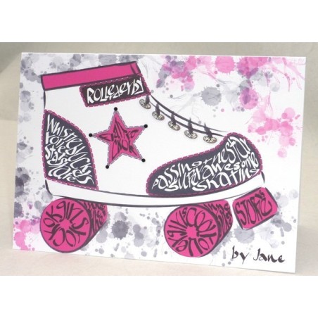 Roller Derby wenskaart met diamantes rond de ster