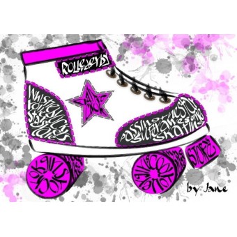 Carte de voeux de patins de roller derby par Calligraphy Arts 2