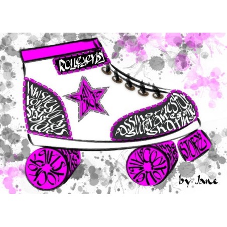 Roller Derby-teeman Tervehdyskortti kalligrafia sanamuodossa