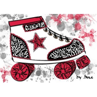 Roller derby skates greeting card by Calligraphy Arts