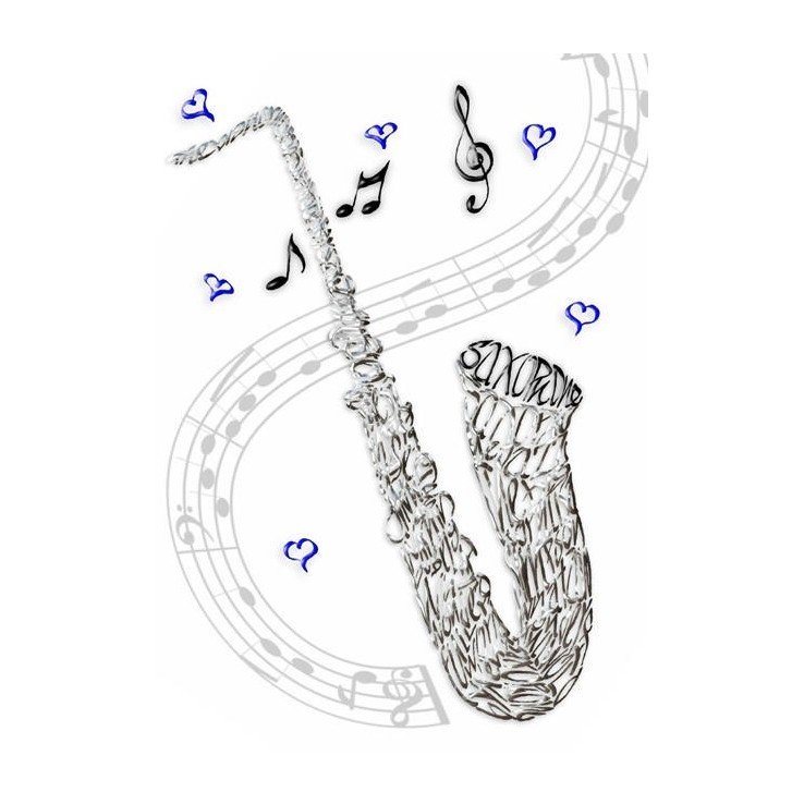 Personalised saxophone birthday card with age options