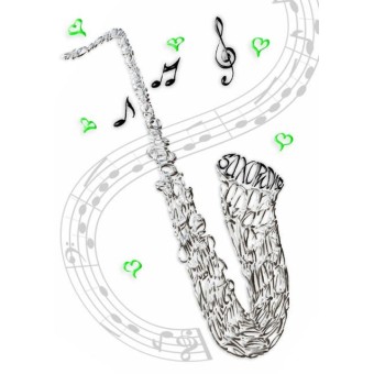 Gepersonaliseerde saxofoon verjaardagskaart met leeftijdsopties 2
