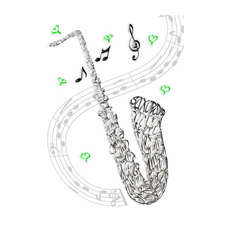 Saxofoon viering wenskaart door Calligraphy Arts