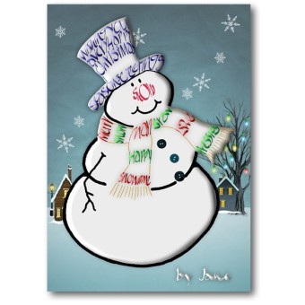 Sneeuwman - Kerstkaart