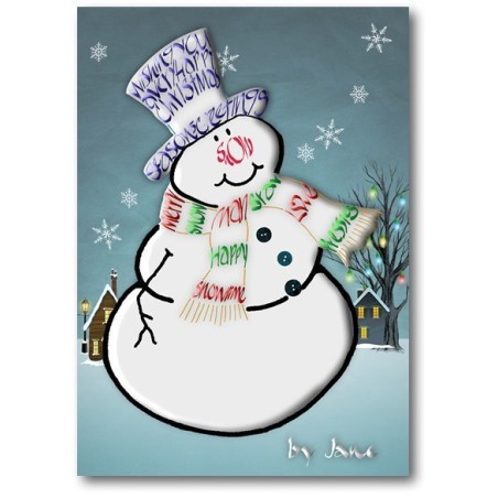 Sneeuwman - Kerstkaart