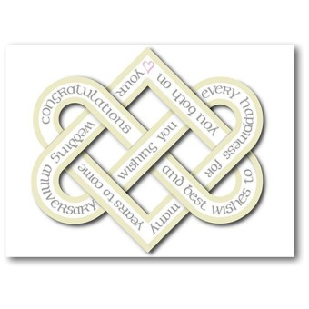 Handmade wedding anniversary card with entwined hearts