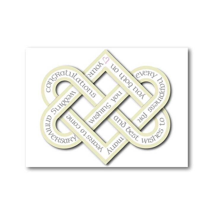 Handmade wedding anniversary card with entwined hearts