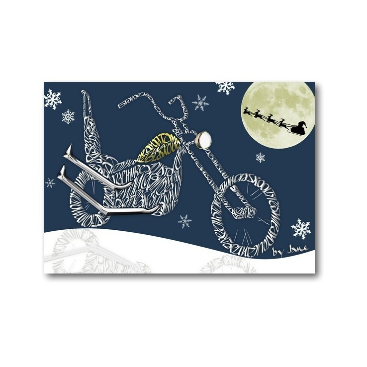 Vieille moto école - carte de Noël