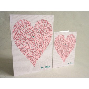 Cartolina d'auguri d'epoca rosa cuore cartolina d'auguri Calligraphy Arts 2