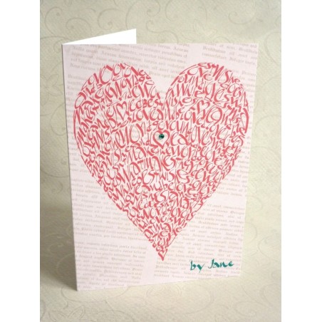 Love heart vintage rose greeting card by Calligraphy Arts