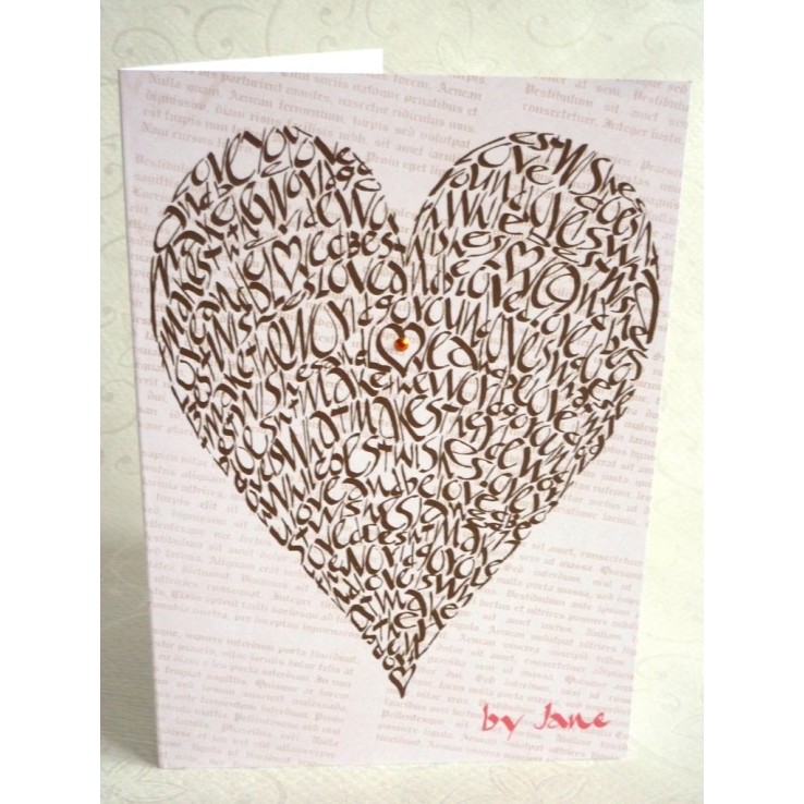 Carte de voeux au chocolat de l'amour coeur par Calligraphy Arts