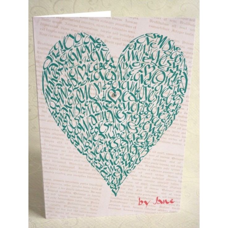 Liebe herz grüne Grußkarte von Calligraphy Arts