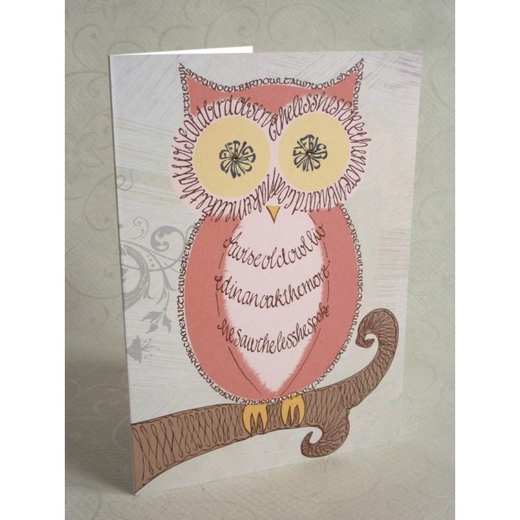 Handgemaakte OWL-kaart met wijzende oude uil-formulering