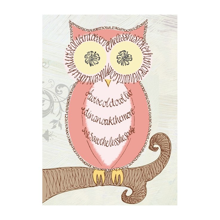 Vintage uil wenskaart door Calligraphy Arts