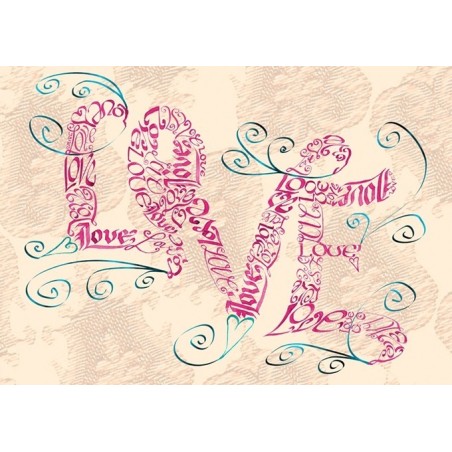 Vintage love swirls greeting card by Calligraphy Arts
