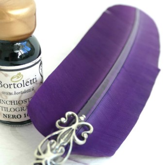 Bortoletti Set de stylo de plumes violet en plumes classique80 avec 2 points et encre 2