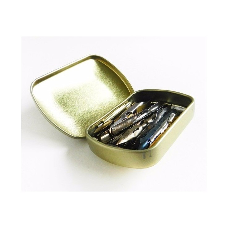Victorian-style Manuscript tin box for storing calligraphy nibs