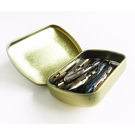 Victorian-style Manuscript tin box for storing calligraphy nibs