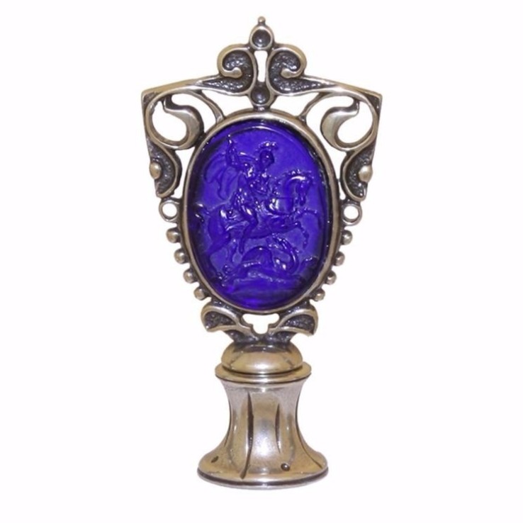 Blue Saint George Murano glass wax seal by Bortoletti