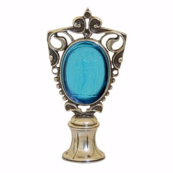 Aquamarine Trois Grasses Sceau de la cire de verre de Murano par Bortoletti