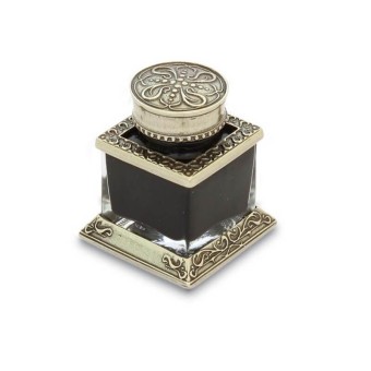 Bortoletti CAL45 CRISTAL Y BRONCE INKWELL CON Hamburg tinta de caligrafía