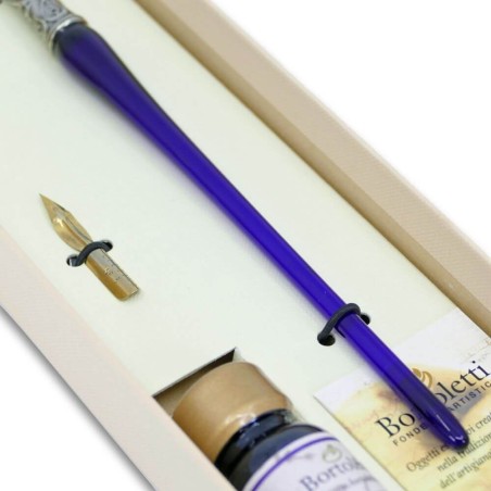 Handmade Murano glass calligraphy pen set by Bortoletti