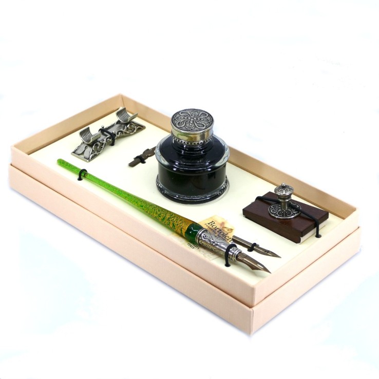 Green Bortoletti Lando glass pen set