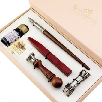 Bortoletti Pluma de madera de Cimaroli y set de sello hecho a mano en Italia