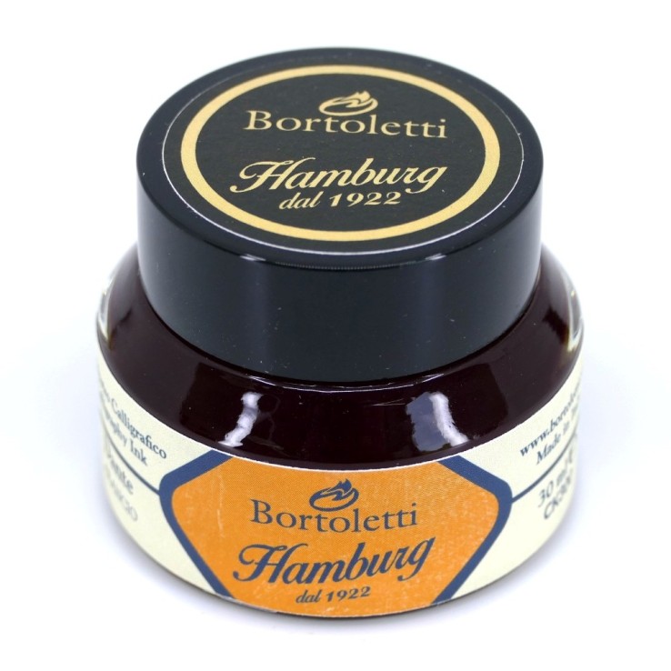 Bortoletti orange ink used with dip pen and nib
