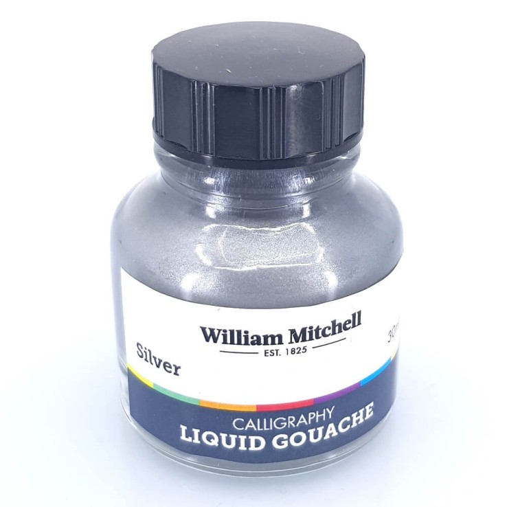 Flydende gouache 30ml - sølv