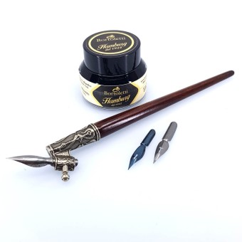 Stylo oblique en bois et bronze