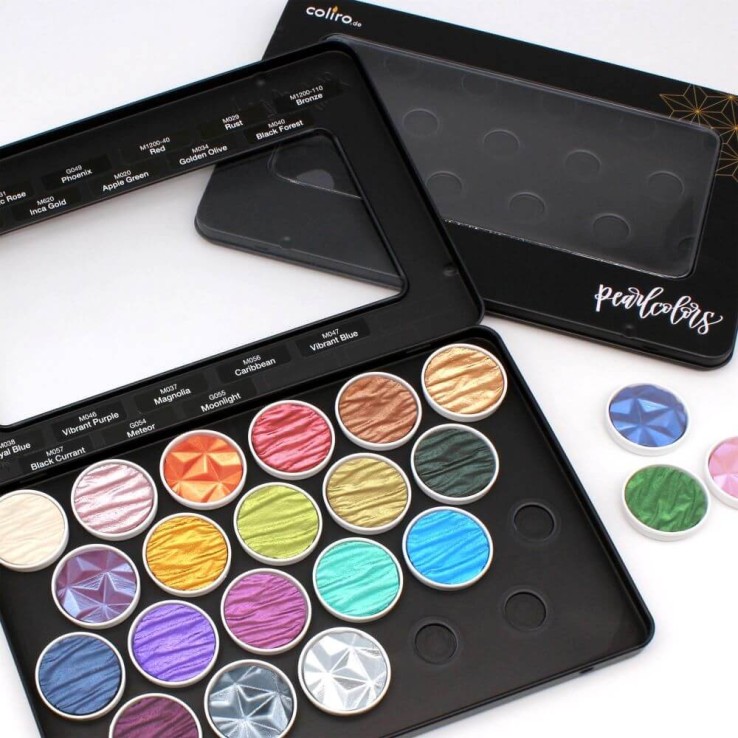 Black Metal Palette Box for 22 Coliro Pearlcolors