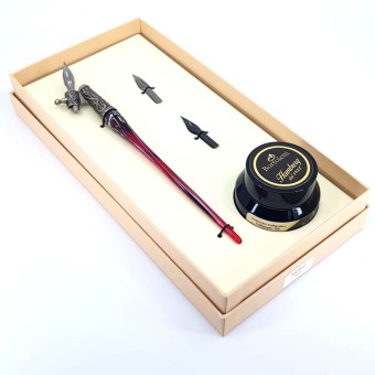 Skrå kalligrafisk pen - glas sølvblad
