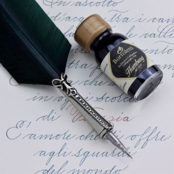 Bortoletti Classico burgundy feather quill pen and ink set83 2