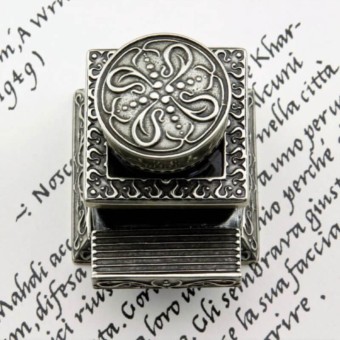 Bortoletti Cal40 Hand-chiselliertes Glas und Bronze-Tintenblatt mit Stiftruhe 2