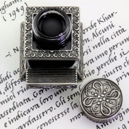 Bortoletti CAL40 Hånd-chiselled Glass og Bronze Inkwell med Pen Rest