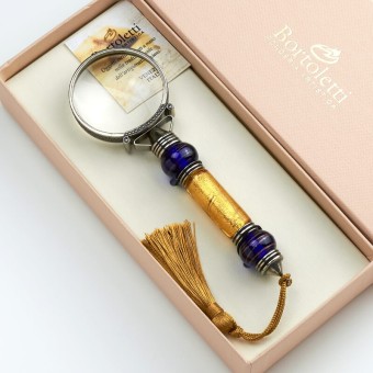 Bortoletti Casanova magnifying glass with gold leaf Murano pearl