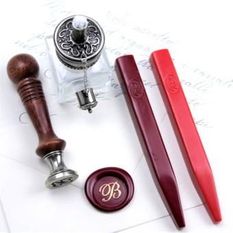Bortoletti Rezzonico wax seal stamp set with wooden handle 2