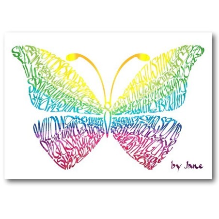 Colourful butterfly greeting card with calligraphic design