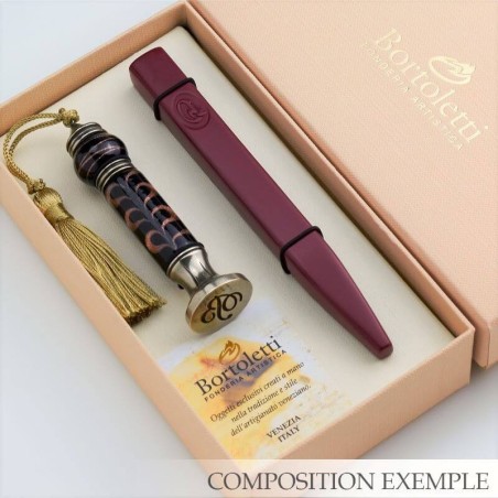 Bortoletti Timbre de joint de cime en verre de Milani Murano avec des filets d'aventurine