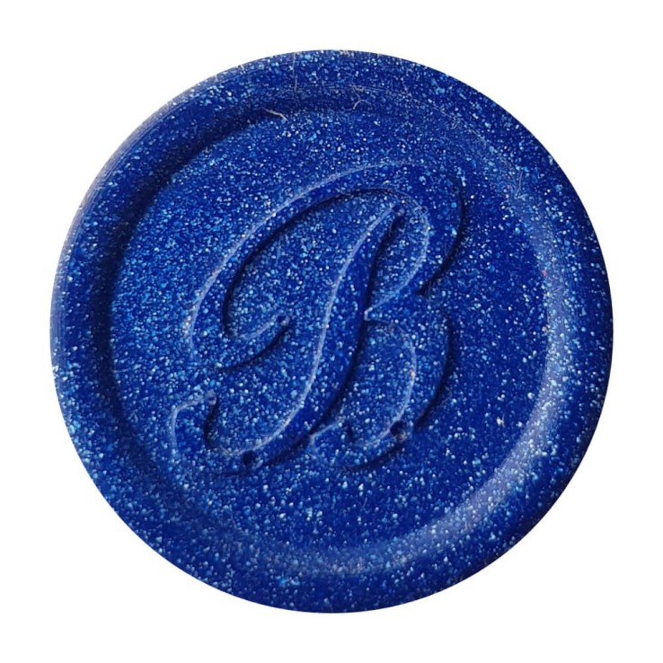 Guarnizione di cera blu metallizzata di lusso creata con Bortoletti cera da sigillo