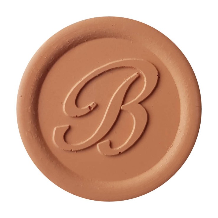 Elegante sello de cera de melocotón pastel creado con Bortoletti cera de sellado