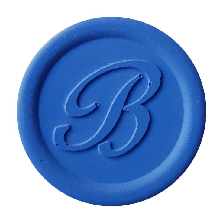Elegant light blue wax seal created with Bortoletti sealing wax
