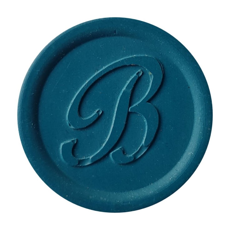 Modern petrol wax seal created with Bortoletti sealing wax