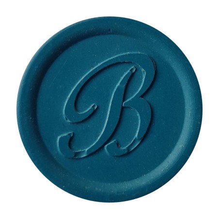 Modern petrol wax seal created with Bortoletti sealing wax