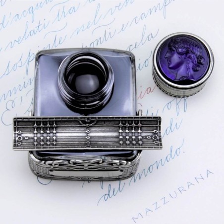Bortoletti SSPIRI BRONZE INKWELL med Cameo Glass Lid