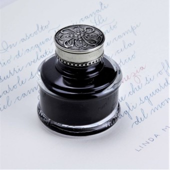 Bortoletti Glass & Bronze Inkwell Cal50 With Hamburg Ink