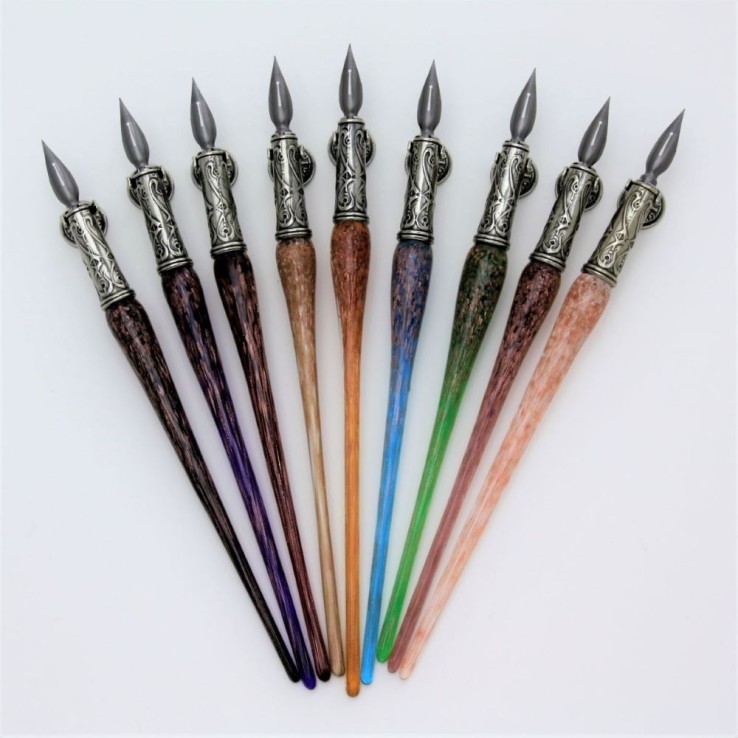 Bortoletti Murano glass pen with fused aventurine in nine colours