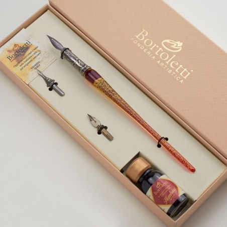 Bortoletti Murano glass pen with three vintage nibs