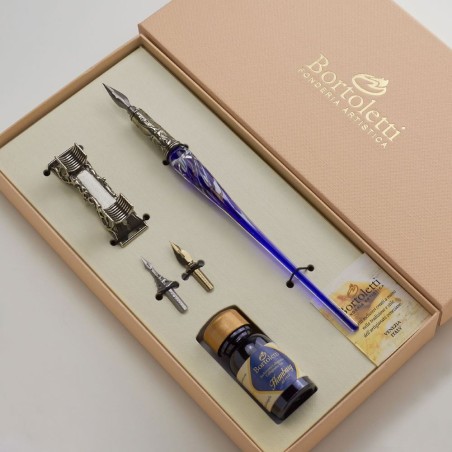 Blau Bortoletti Renier-Murano-Glaskalligraphie-Set